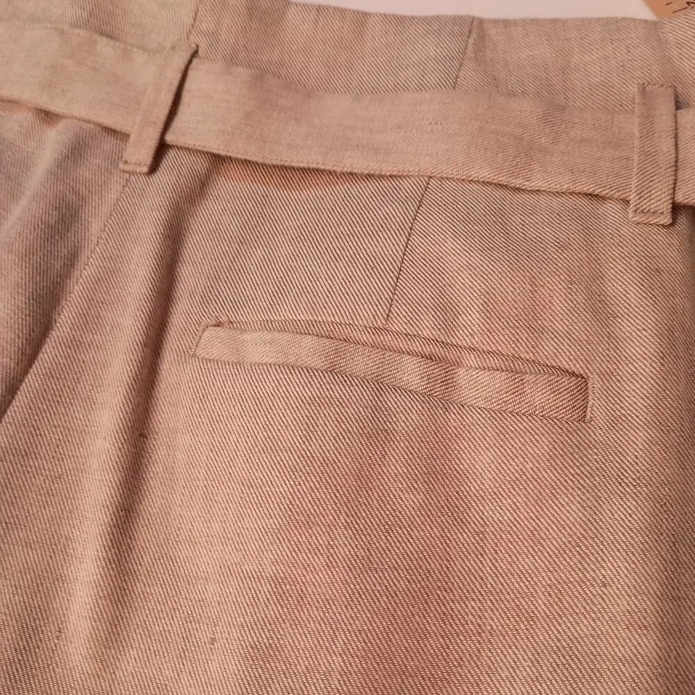 Banana Republic Linen Blend Pants High Waisted Sash Belt Front Pockets Ladies 10